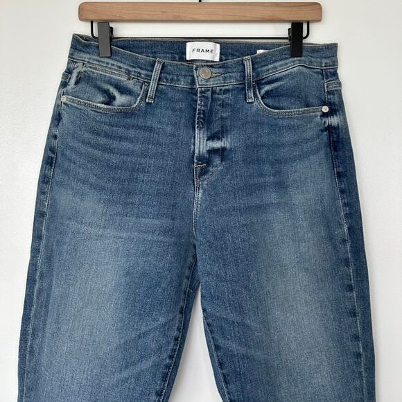 EUC Frame Le High Flare Jeans Size 29 Mid Wash High Rise Stretch Denim Boho 70s - Picture 8 of 13